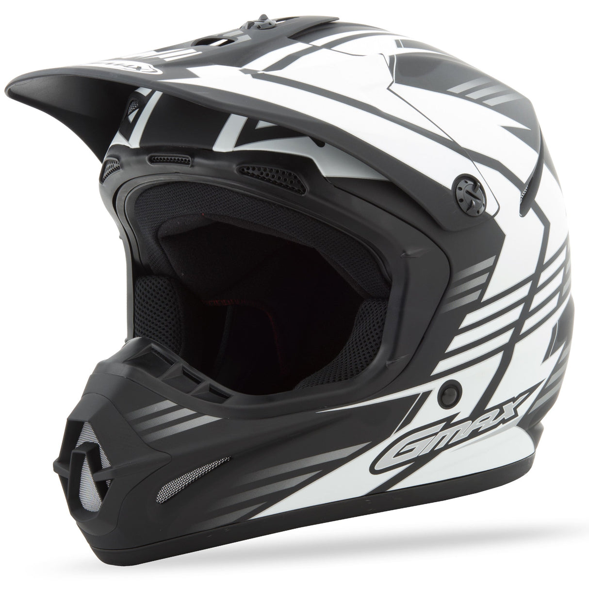 GMAX Gm-46.2x Off-Road Race Helmet Matte Black/White Xs G3466433 TC-15F