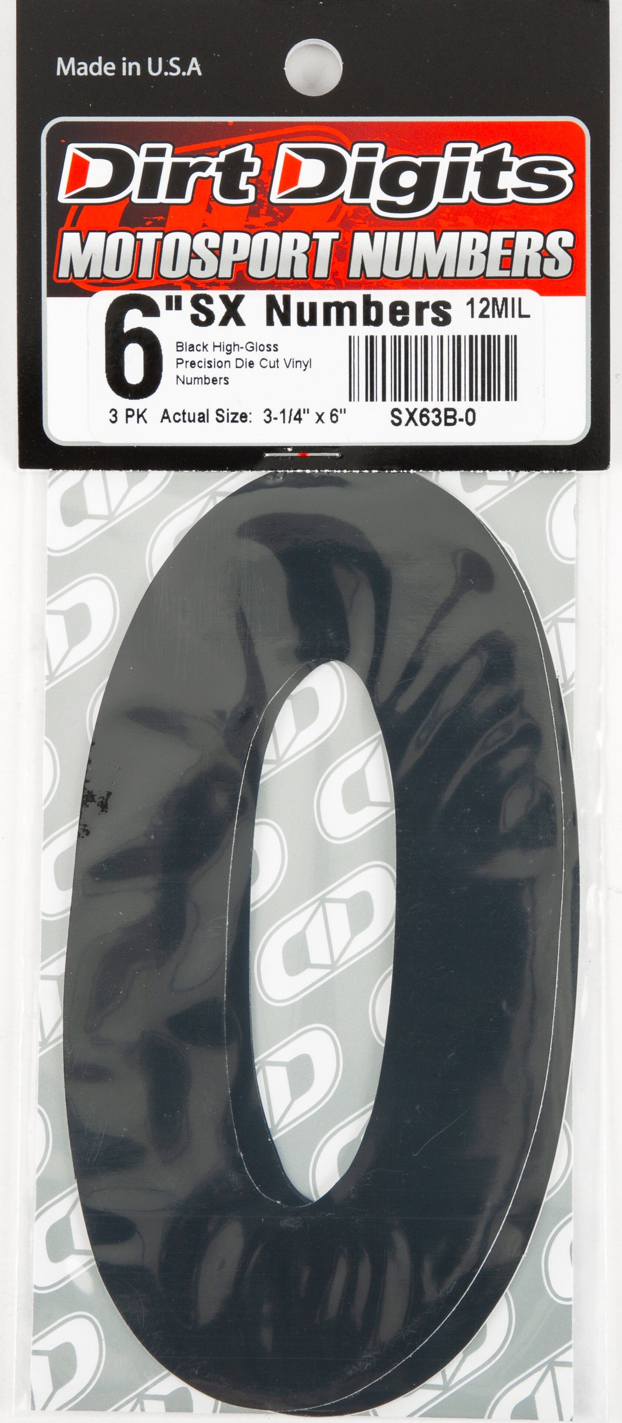 DIRT DIGITS #0 6" Black Super X Digits 3/Pk SX63B-0