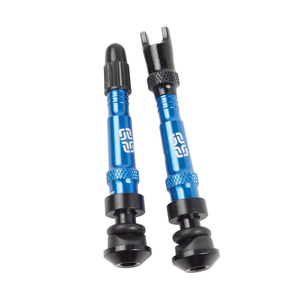 E13 Set 2 Alum Tubless Valves 27-37mm Rim Depth Blue TR1UNA-117