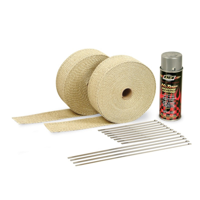 DEI Exhaust Wrap Kit - Tan Wrap & Aluminum HT Silicone Coating 10112