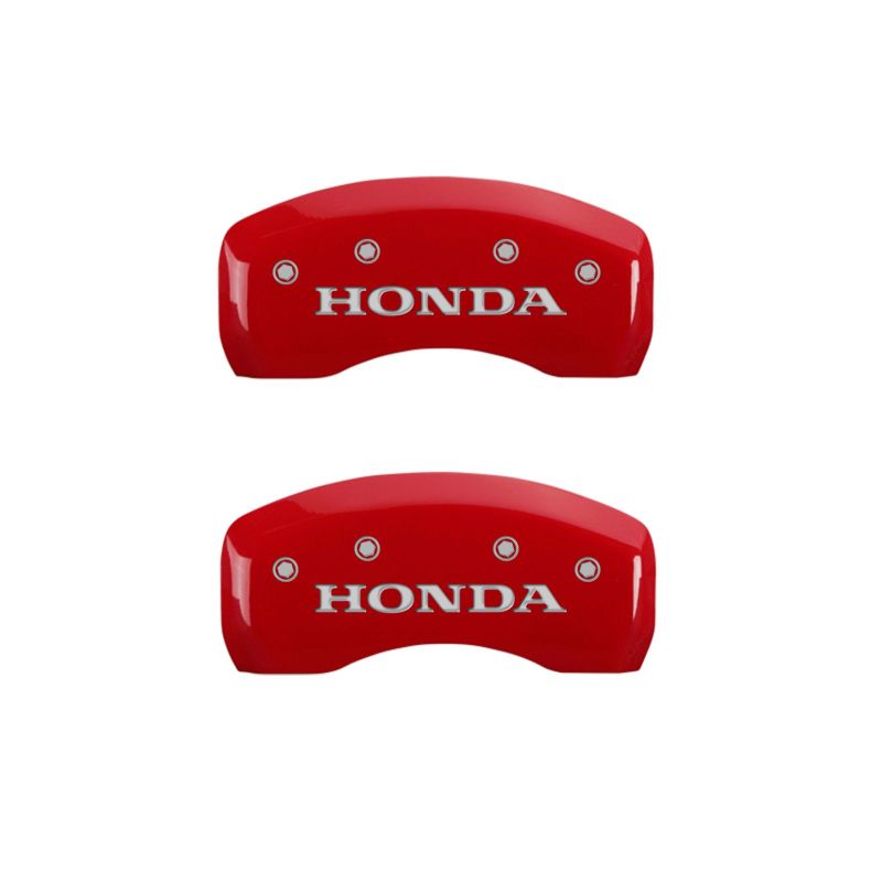 MGP 4 Caliper Covers Engraved Front & Rear Honda Red finish silver ch 20218SHONRD