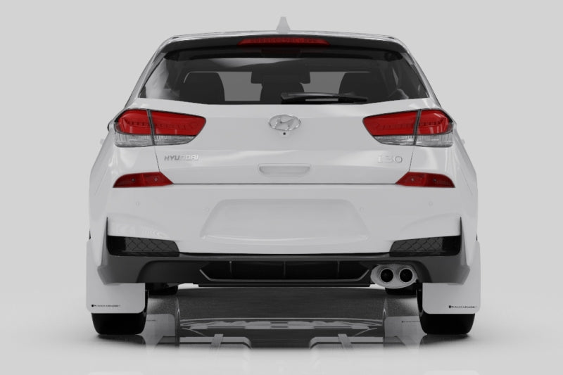 Rally Armor 19-21 Hyundai Elantra N Line Black UR Mud Flap w/ Performance Blue Logo MF59-UR-BLK/PBL