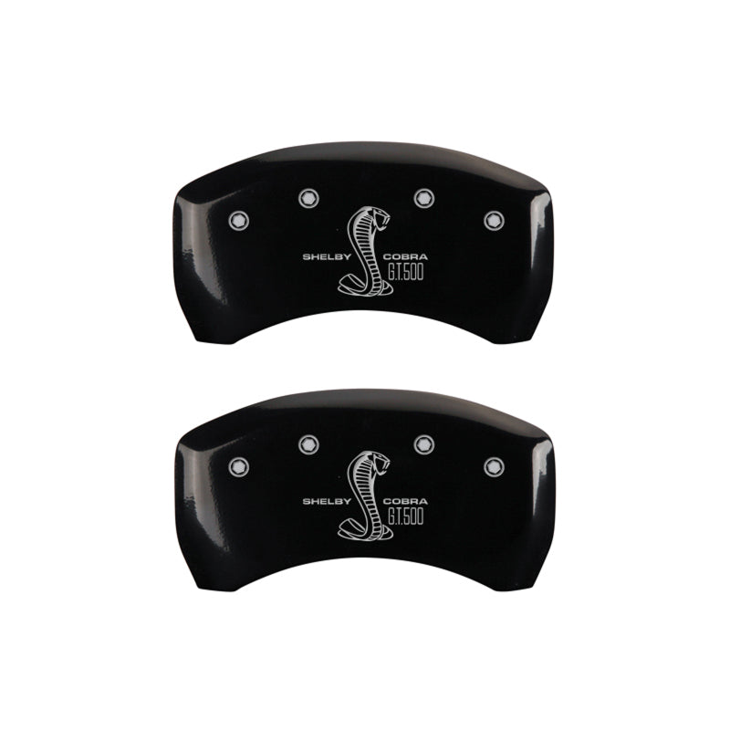 MGP Rear set 2 Caliper Covers Engraved Rear GT500 Shelby & Cobra Black finish silver ch 10010RGT5BK