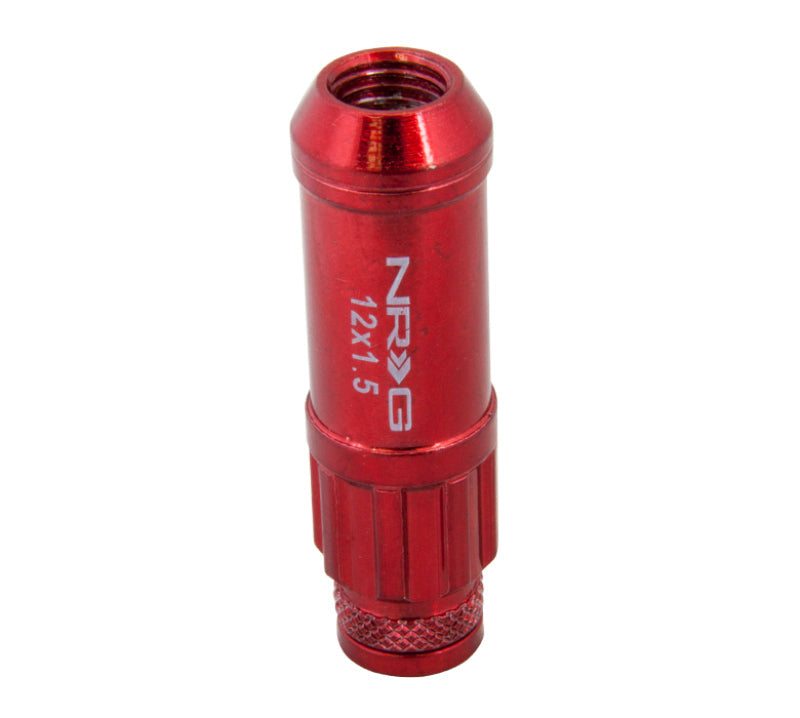 NRG 700 Series M12 X 1.5 Steel Lug Nut w/Dust Cap Cover Set 21 Pc w/Locks & Lock Socket - Red LN-LS700RD-21