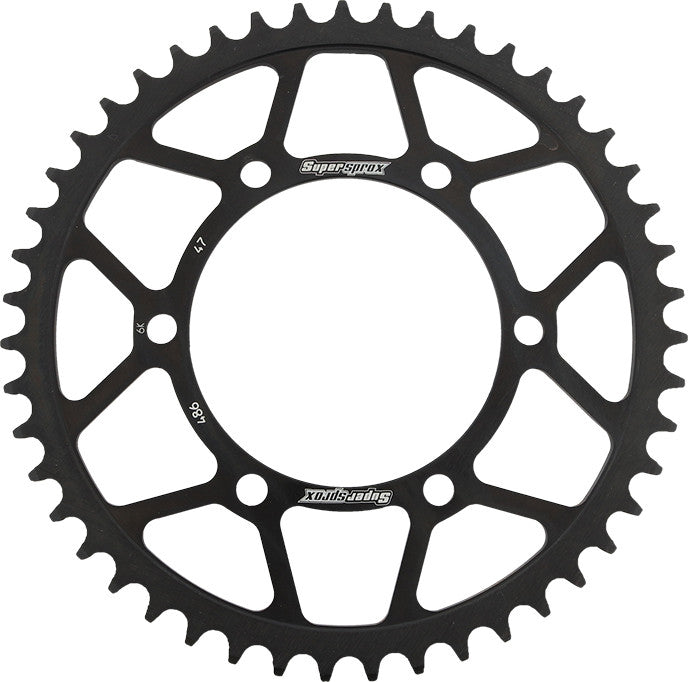 SUPERSPROX Rear Sprocket Steel 47t-520 Blk Hon/Kaw/Yam RFE-486-47-BLK