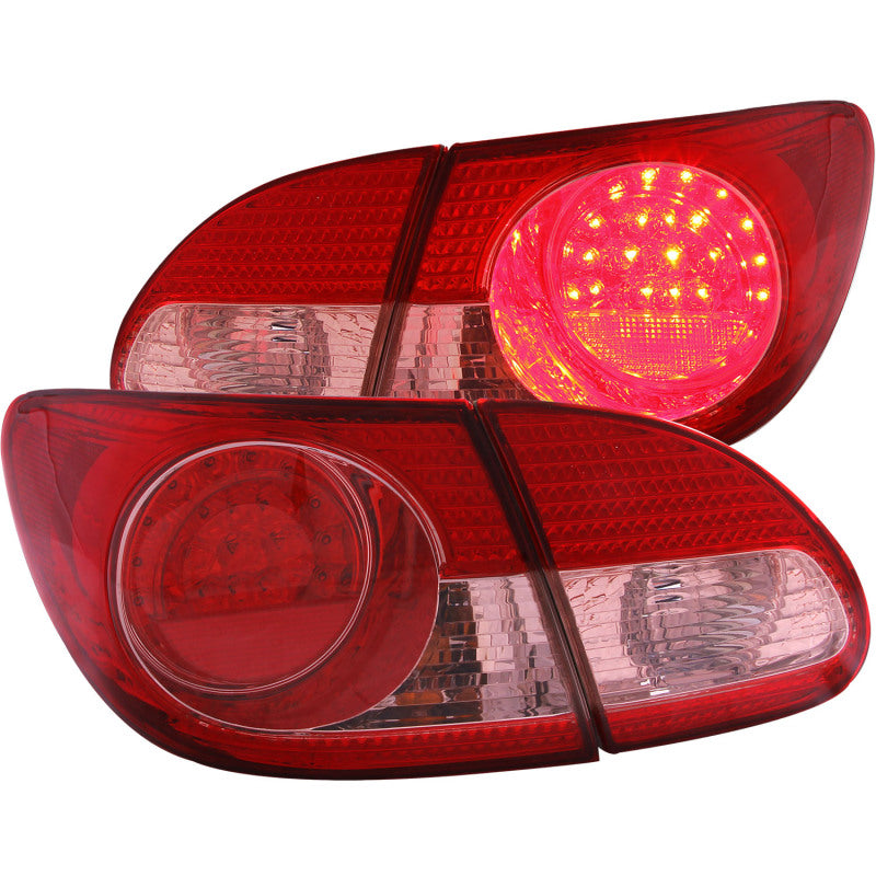 ANZO 2003-2008 Toyota Corolla LED Taillights Red Clear 4pc 321190