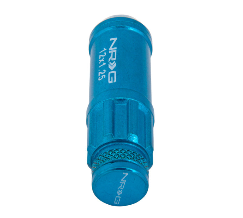 NRG 700 Series M12 X 1.25 Steel Lug Nut w/Dust Cap Cover Set 21 Pc w/Locks & Lock Socket - Blue LN-LS710BL-21