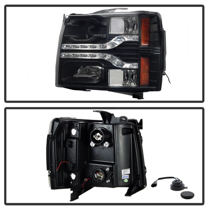 Spyder Chevy Silverado 1500 07-13 V2 Projector Headlights - LED DRL - Black PRO-YD-CS07V2-DRL-BK 5083524