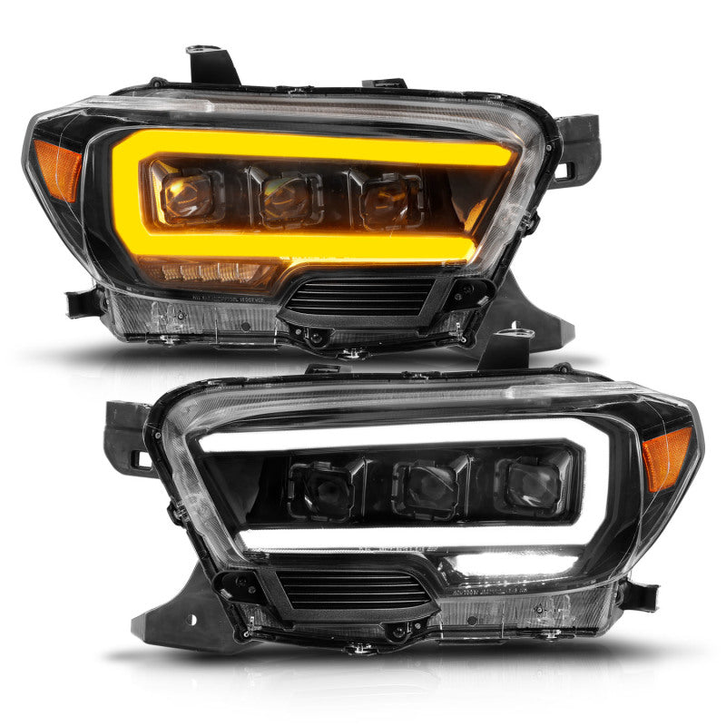 ANZO 16-22 Toyota Tacoma LED Projector Headlights w/ Light Bar Sequential Black Housing w/Initiation 111563