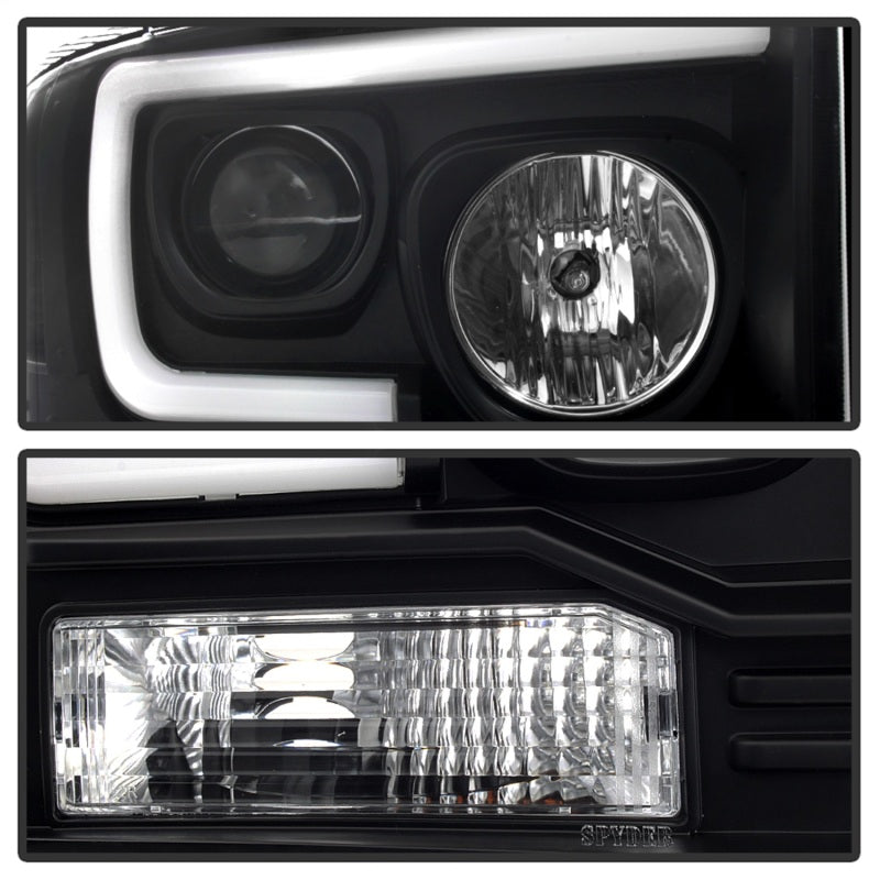 Spyder Ford F250/350/450 05-07 Projector Headlights - Light Bar DRL LED - Black PRO-YD-FS05V2-LB-BK 5084507