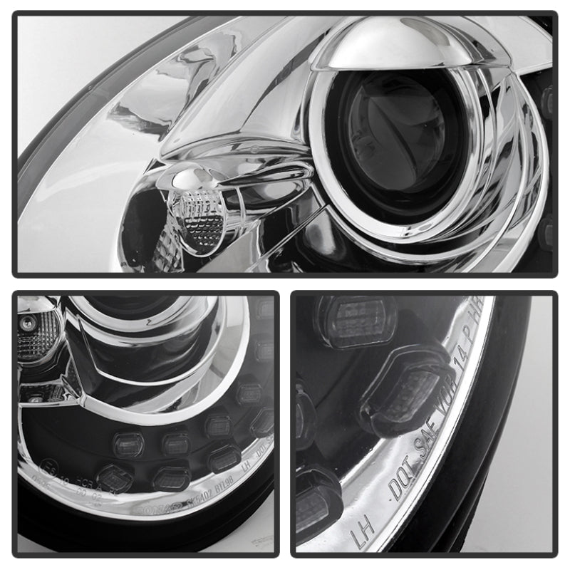 Spyder Volkswagen Beetle 1998-2005 Projector Headlights DRL Chrome PRO-YD-VB98-DRL-C 5080554