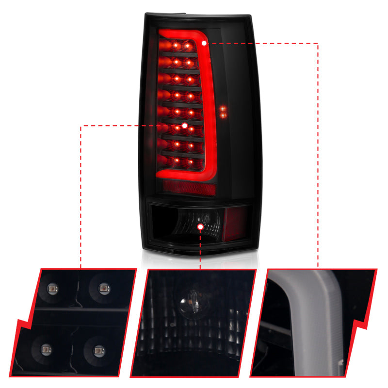 ANZO 2007-2014 Chevy Tahoe LED Taillight Plank Style Black w/Smoke Lens 311322