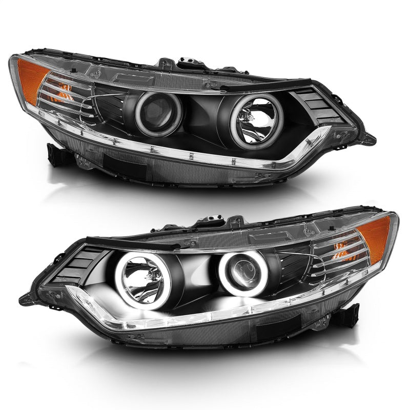 ANZO 2009-2012 Acura Tsx Projector Headlights w/ Halo Black (CCFL) (HID Compatible) 121393
