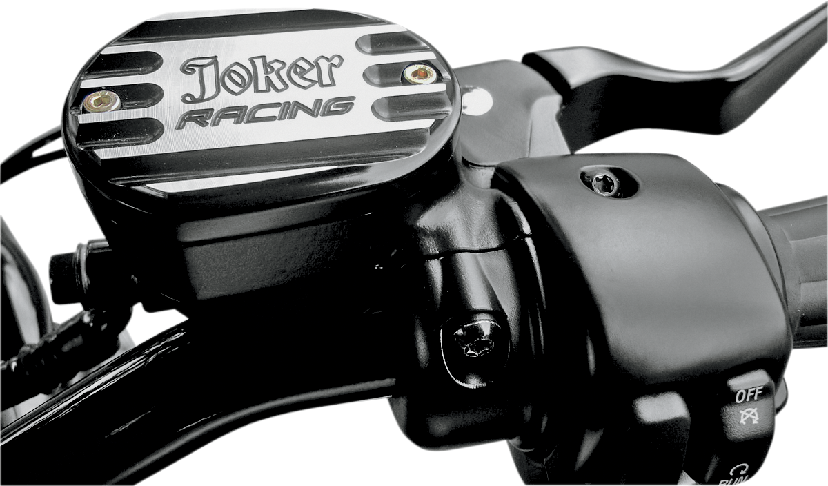 JOKER MACHINE Master Cylinder Cover - Brake - Front - Joker Logo - Black 10-381B