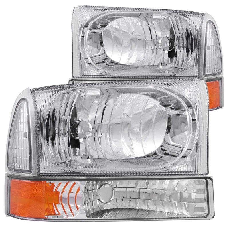 ANZO 2000-2004 Ford Excursion Crystal Headlights Chrome w/ Corner Lights 2pc 111081