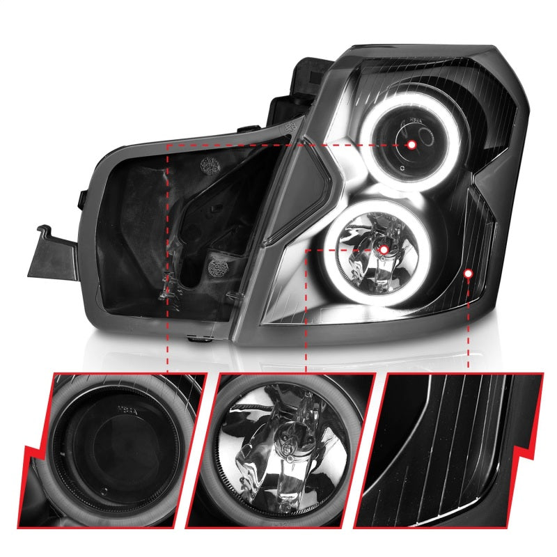 ANZO 2003-2007 Cadillac Cts Projector Headlights w/ Halo Black (CCFL) 121417