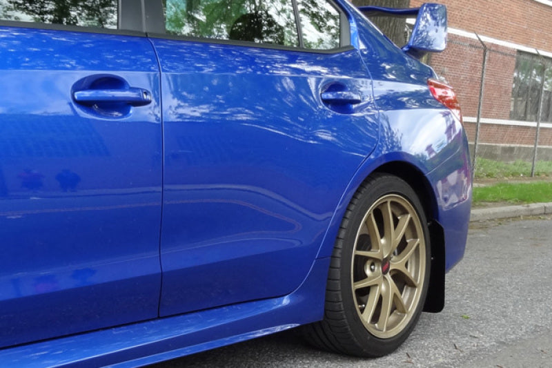 Rally Armor 15+ Subaru WRX & STi Sedan Only UR Black Mud Flap w/ White Logo MF32-UR-BLK/WH
