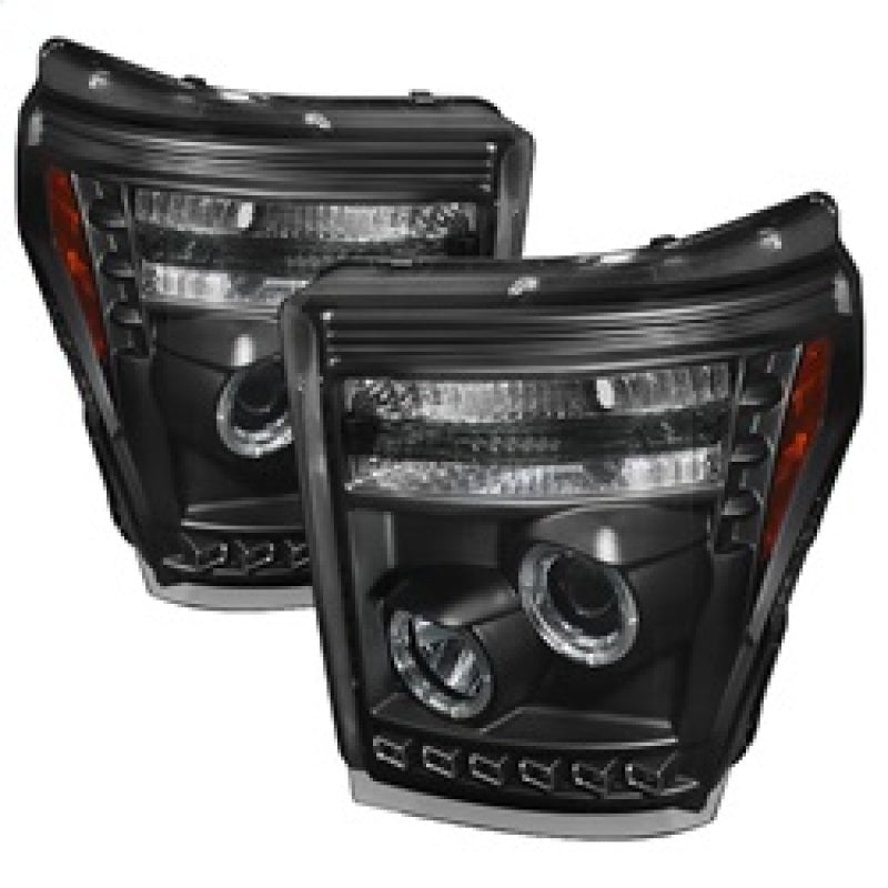 Spyder Ford Super Duty 11-15 Projector Headlights LEDHalo DRL Blk High H1 Low 9006 PRO-YD-FS11-HL-BK 5070272