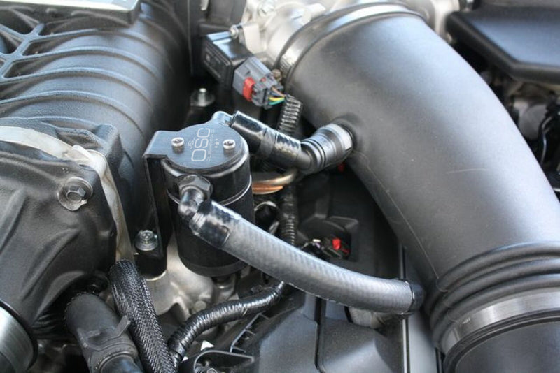 J&L 11-17 Ford Mustang GT (w/Roush/VMP Supercharger) Driver Side Oil Separator 3.0 - Black Anodized 3020D-B