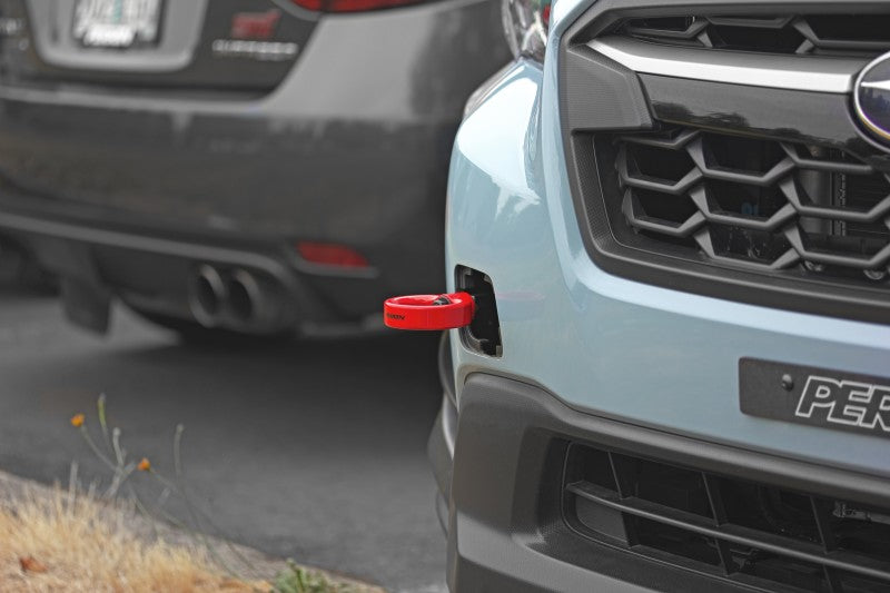 Perrin 2022 Subaru WRX / 18-21 Crosstrek / 14-21 Forester Tow Hook Kit (Front) - Red PSP-BDY-237RD