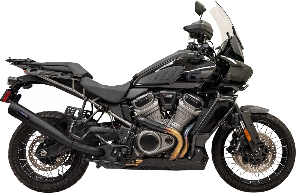 BASSANI XHAUST Escape deslizante de acero inoxidable de 4" - Negro Pan America 1250 1P187SSB