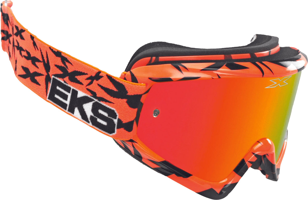 EKS BRAND Scatter-X Goggle Flo Org/Blk W/Red Mirror Lens 067-10625