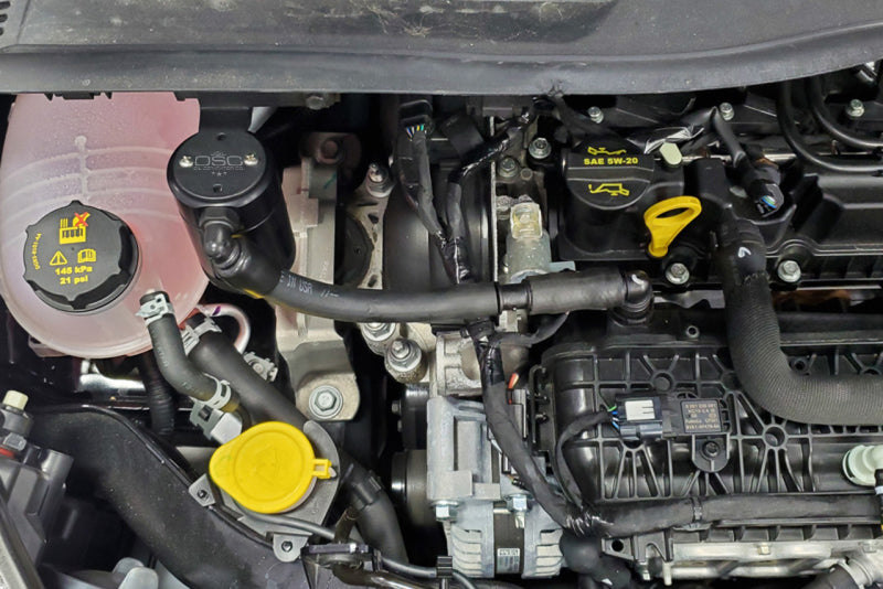 J&L 16-19 Ford Escape 1.5L EcoBoost Passenger Side Oil Separator 3.0 - Black Anodized 3053P-B