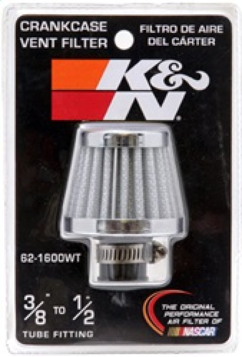 K&N 2in Base OD x .375in Flange ID x 1.75in H Rubber Base Crankcase Vent Filter - White 62-1600WT