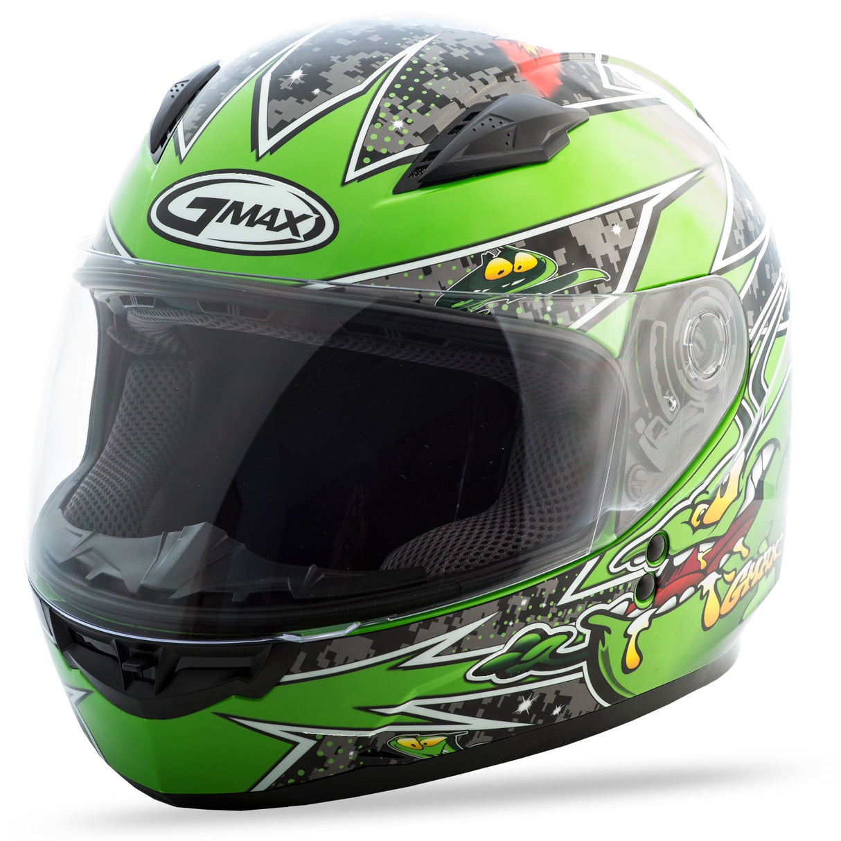 GMAX Youth Gm-49y Full-Face Alien Helmet Black/Green Ys G7496220 TC-3