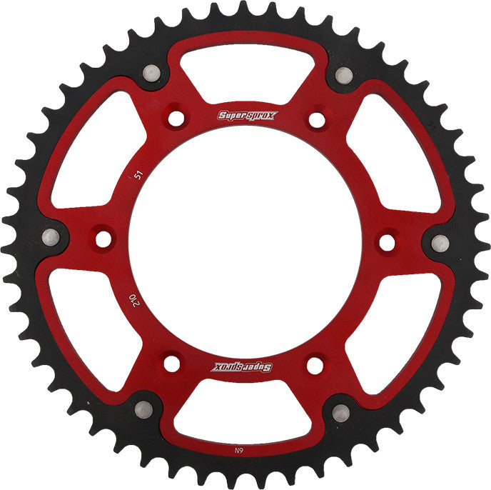 SUPERSPROX Rear Stealth Sprocket Alu/Stl 51t-520 Red Hon RST-210-51-RED