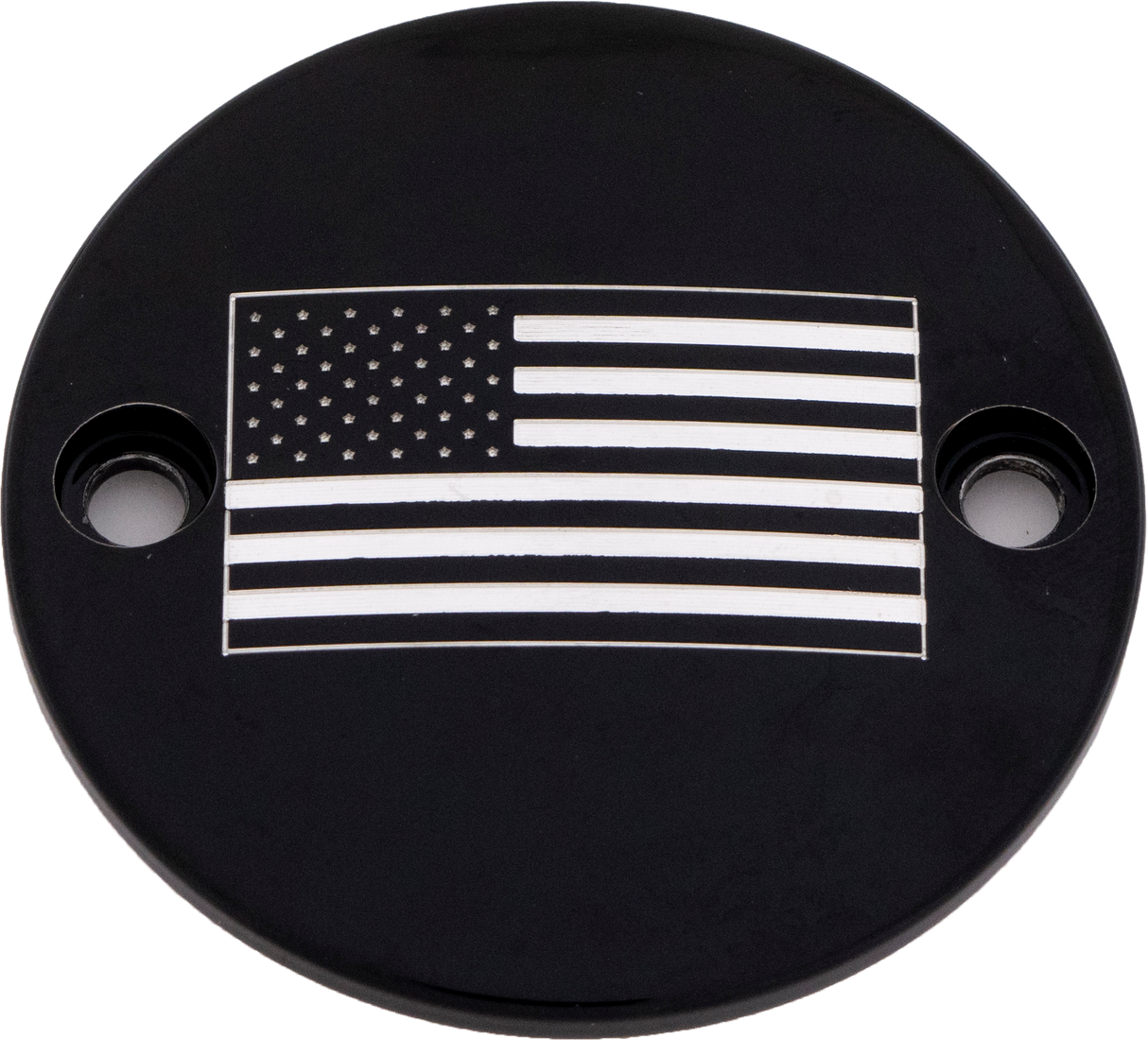 CUSTOM ENGRAVING M8 Timer Cover American Flag Black PATR21-63BG