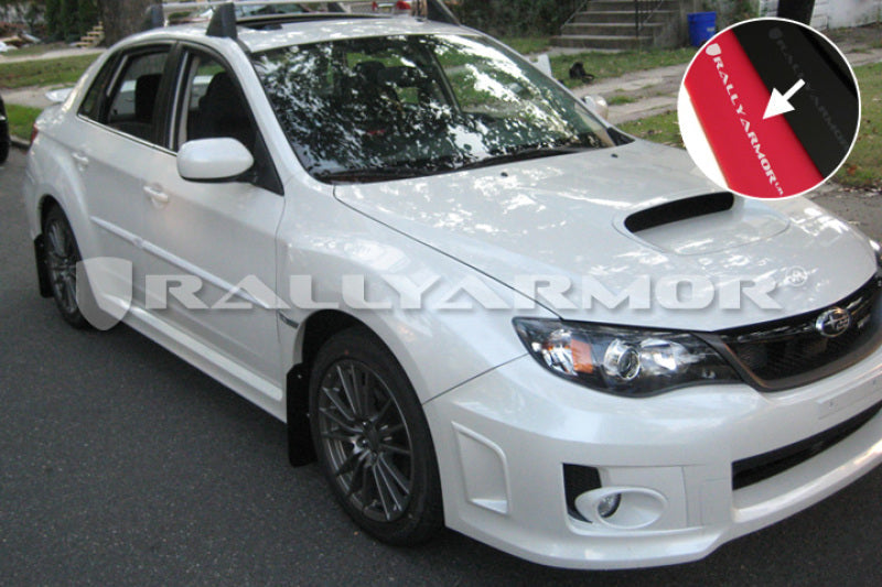 Rally Armor 11-14 Subaru WRX/STI (Sedan Only) Red UR Mud Flap w/ White Logo MF19-UR-RD/WH