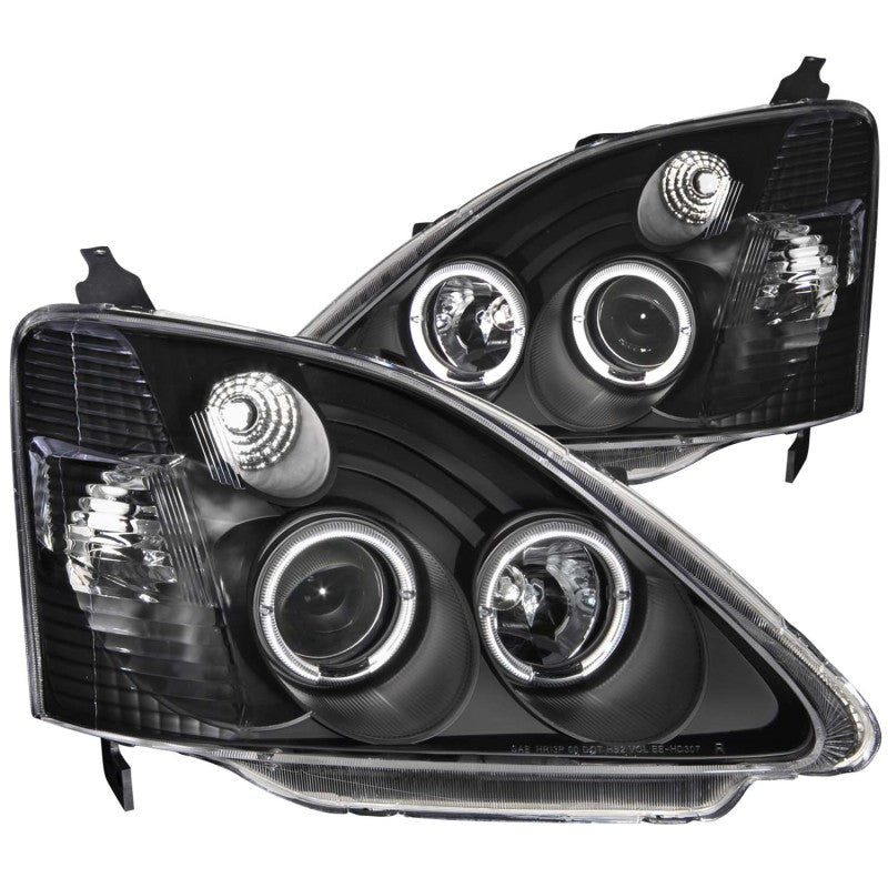 ANZO 2002-2004 Honda Civic Projector Headlights w/ Halo Black 121057
