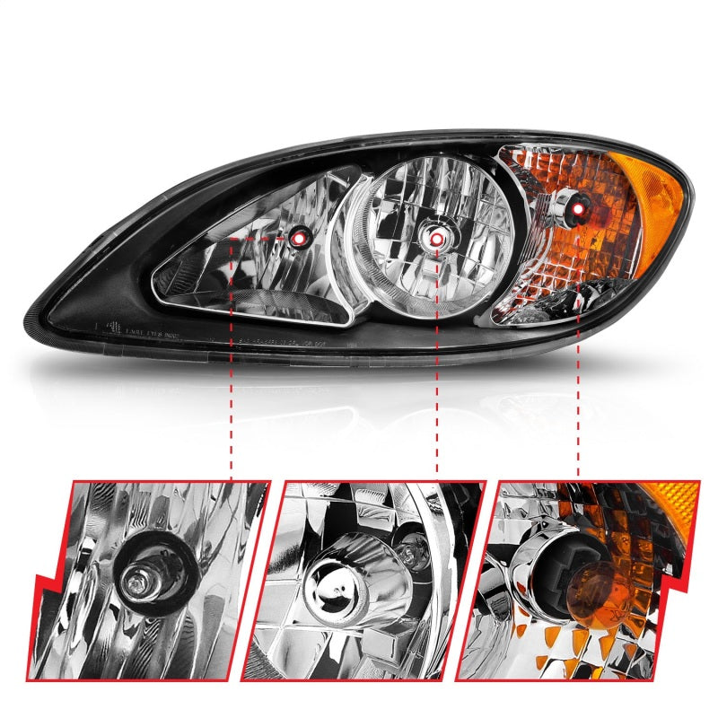 ANZO 2008-2016 International Prostar Crystal Headlights Black Housing (OE Replacement) 131032