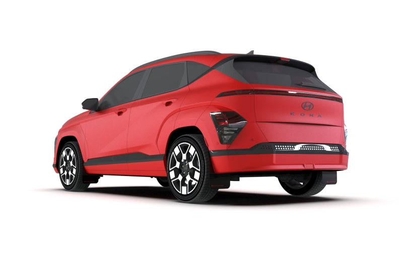 Rally Armor 2024 Hyundai Kona EV Black UR Mud Flap - Red Logo MF113-UR-BLK-RD