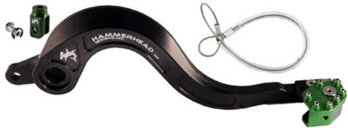 HAMMERHEAD Rear Brake Lever Kit Billet Alum Tip Black/Green 02-0341-21-33