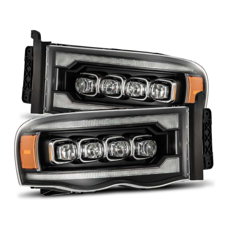 AlphaRex 02-05 Dodge Ram 1500 NOVA LED Proj Headlights Plank Style Blk w/Activ Light/Seq Signal 880564