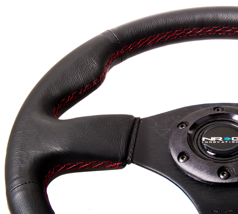 NRG Reinforced Steering Wheel (320mm) Leather w/Red Stitch RST-012R-RS