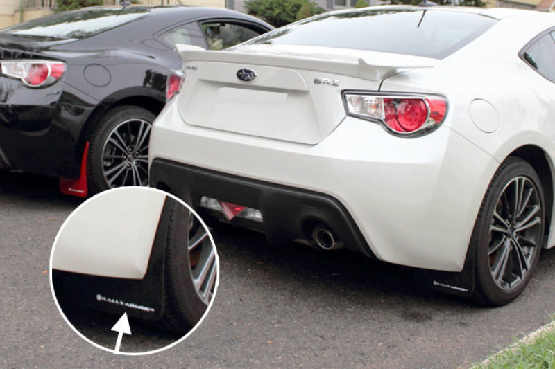 Rally Armor 13+ Subaru BRZ / 13+ Scion FR-S UR Black Mud Flap w/ White Logo MF23-UR-BLK/WH
