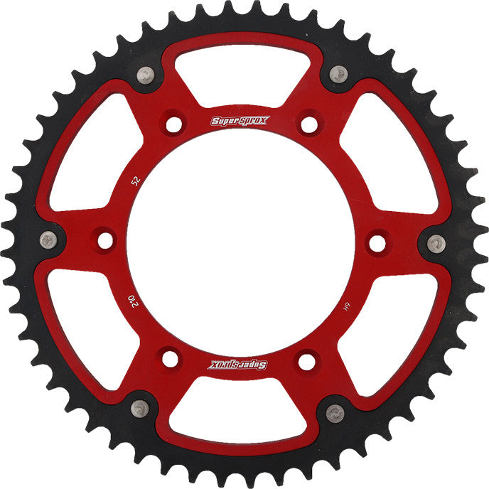 SUPERSPROX Rear Stealth Sprocket Alu/Stl 52t-520 Red Hon RST-210-52-RED