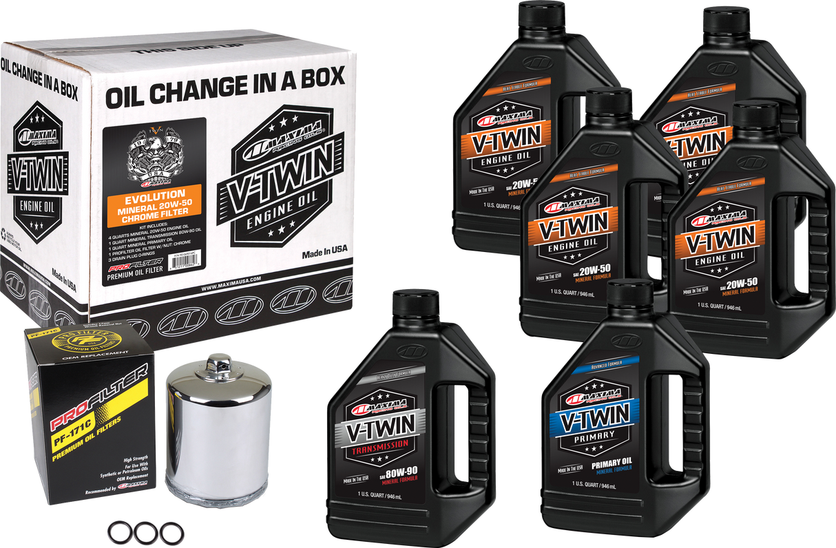 MAXIMAV-Twin Oil Change Kit Mineral Evo Chrome Filter90-069016PC