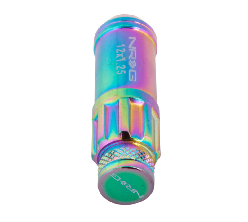 NRG 700 Series M12 X 1.25 Steel Lug Nut w/Dust Cap Cover Set 21 Pc w/Locks & Lock Socket - Neochrome LN-LS710MC-21