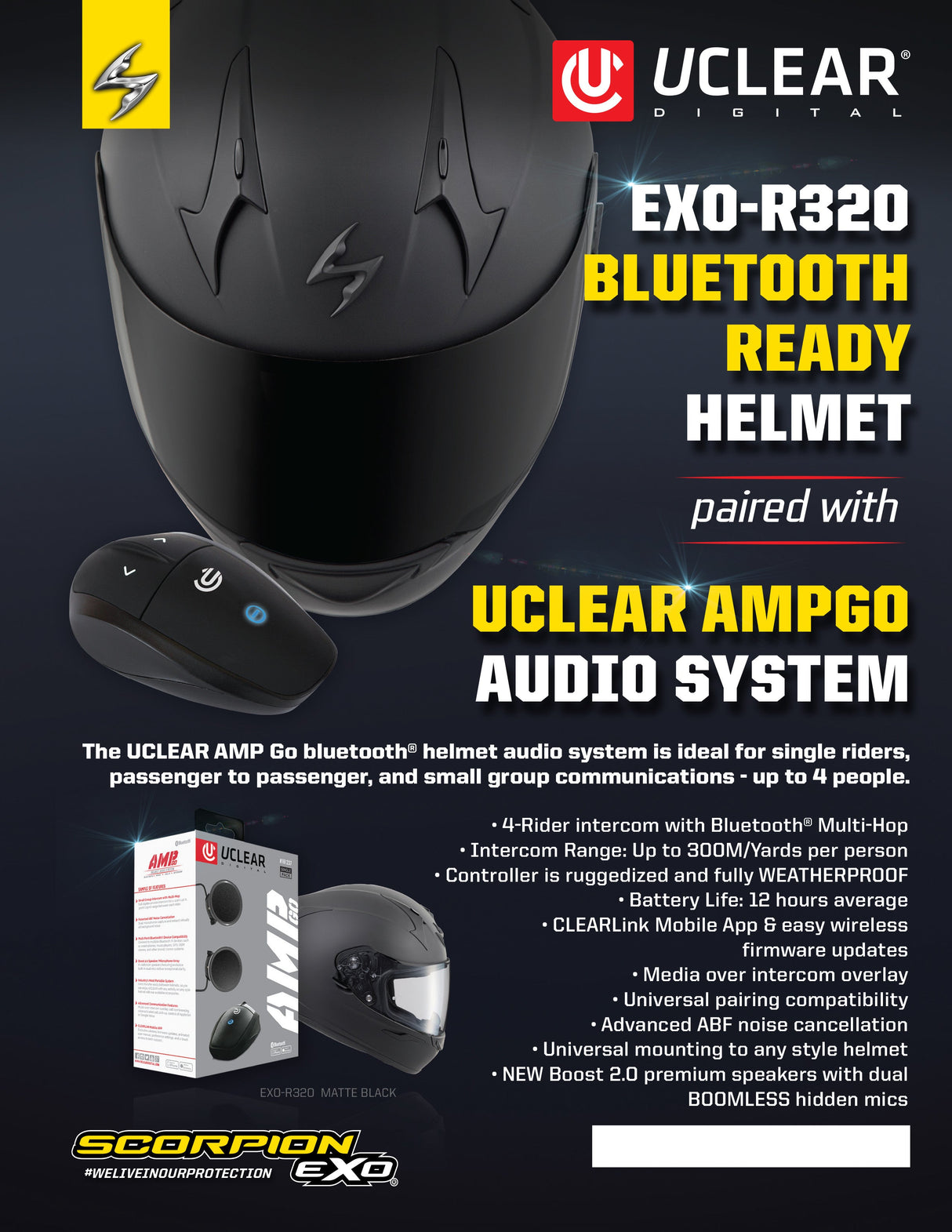 SCORPION EXO Exo-R320/Uclear Amp Go 8 1/2 X 11 Sign 59-32012