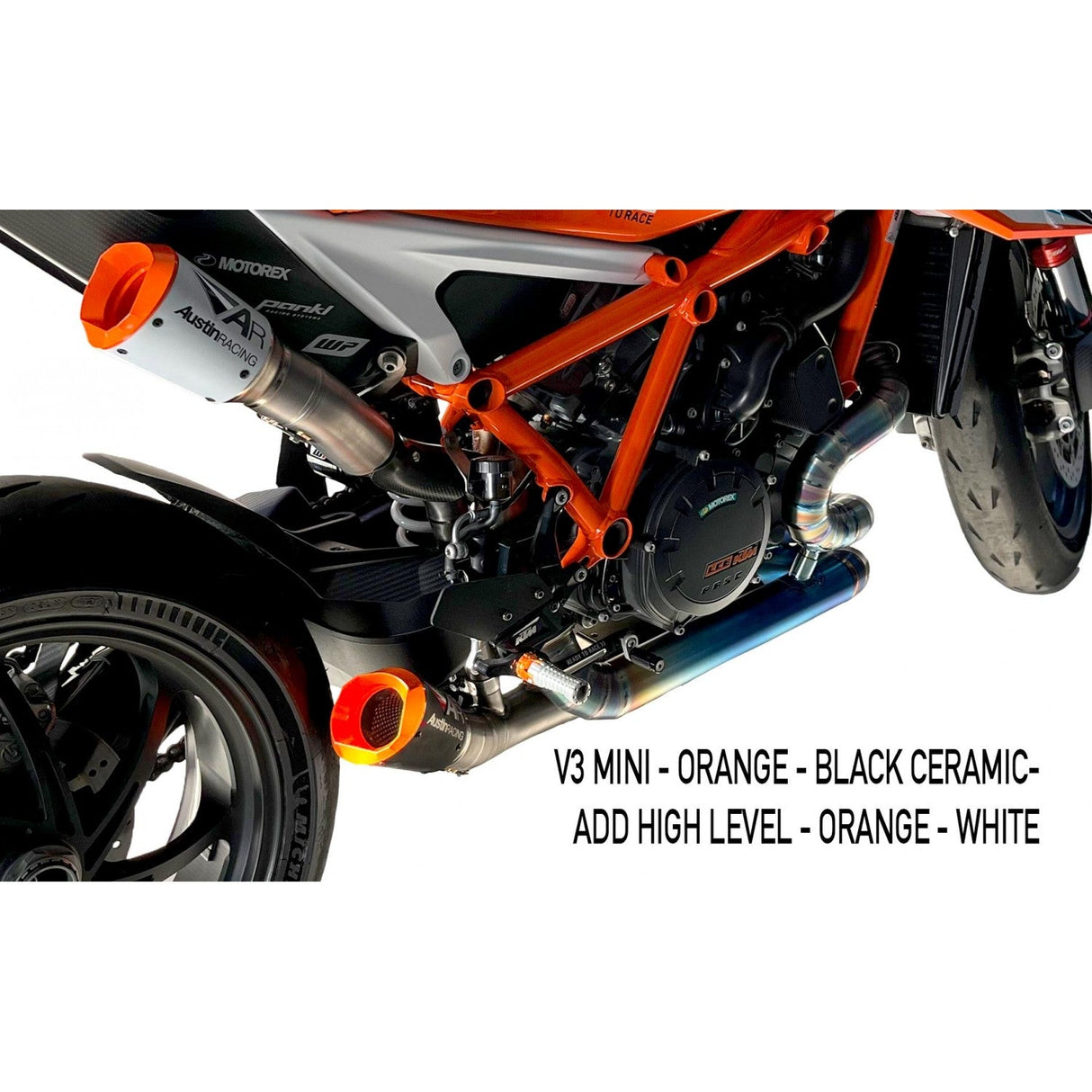Austin Racing Black 2023 - 2024 KTM SUPERDUKE 1390 R/RR/EVO RS2 FULL RACE EXHAUST SYSTEM Dual pipes AR46
