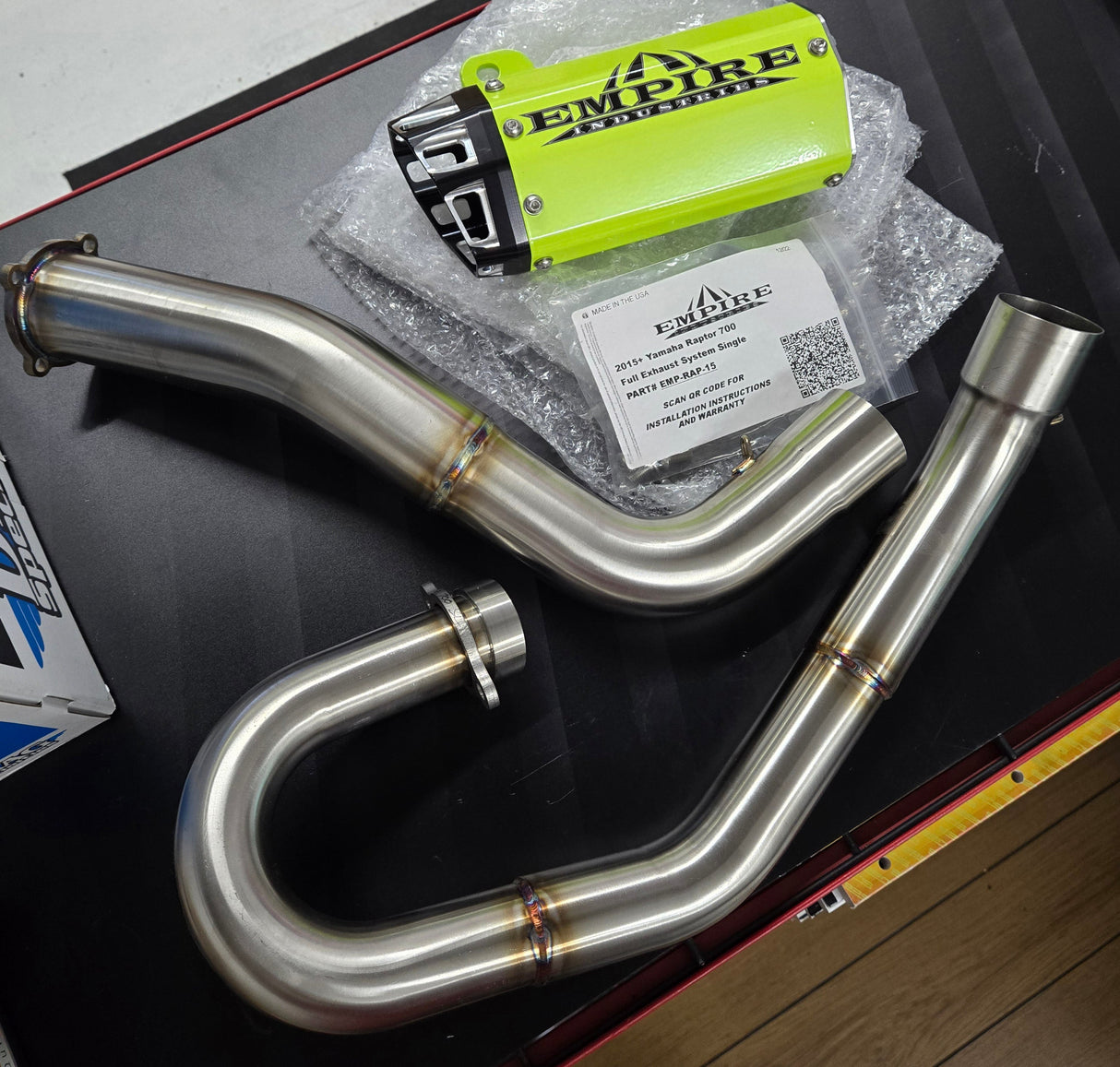 Empire industries gen 2 single full exhaust 8'' Raptor 700 2015-2024 EMP-RAP-15-G2