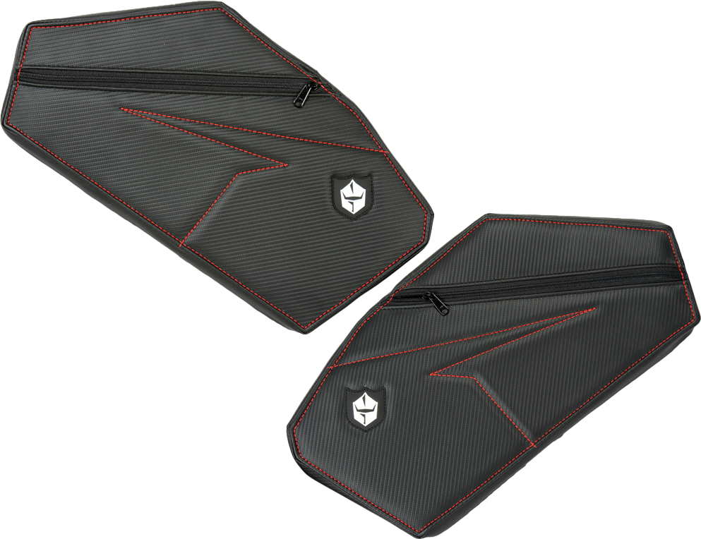 PRO ARMOR Rear Door Knee Pads With Storage Red Stitching Pol P1910Y321RD