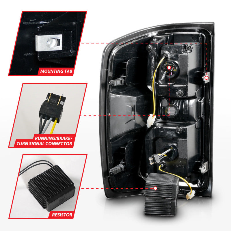 ANZO 15-19 Chevrolet Silverado 2500 HD/3500 HD LED Taillight w/ Sequential Black Housing/Smoke Lens 311451