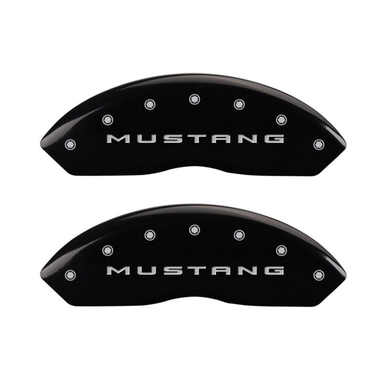 MGP 4 Caliper Covers Engraved Front 2015/Mustang Engraved Rear 2015/Bar & Pony Black finish slvr ch 10202SMB2BK