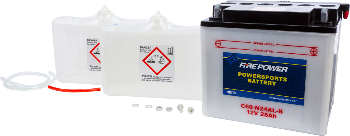 FIRE POWER Battery W/Acid C60-N24al-B 12v Heavy Duty C60-N24AL-B