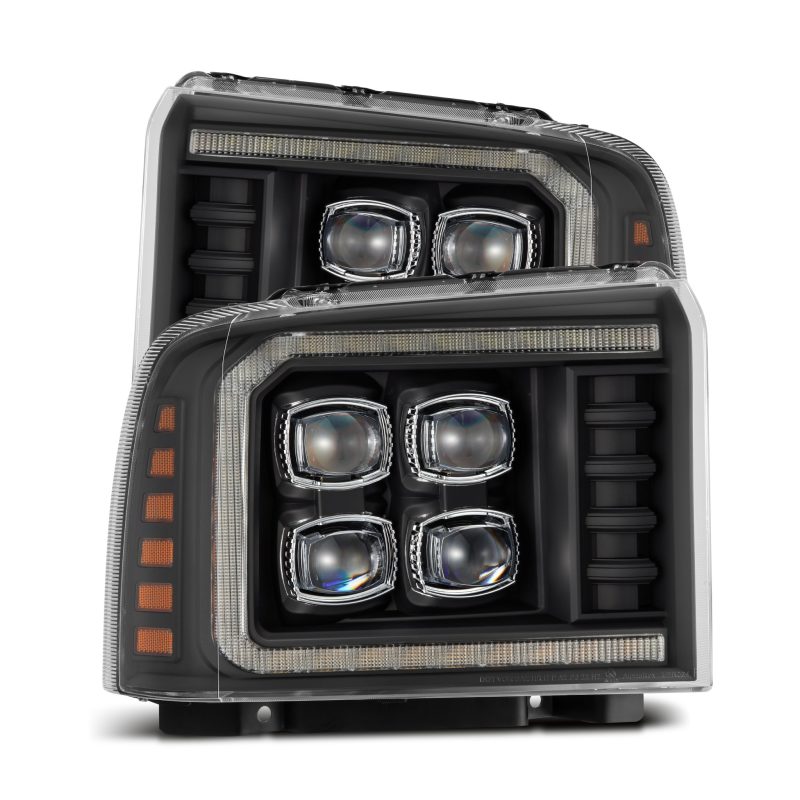 AlphaRex 05-07 Ford F250/350/450/550 Super Duty NOVA LED Proj HL Blk w/Actv Light & Seq Sig + SB DRL 880319